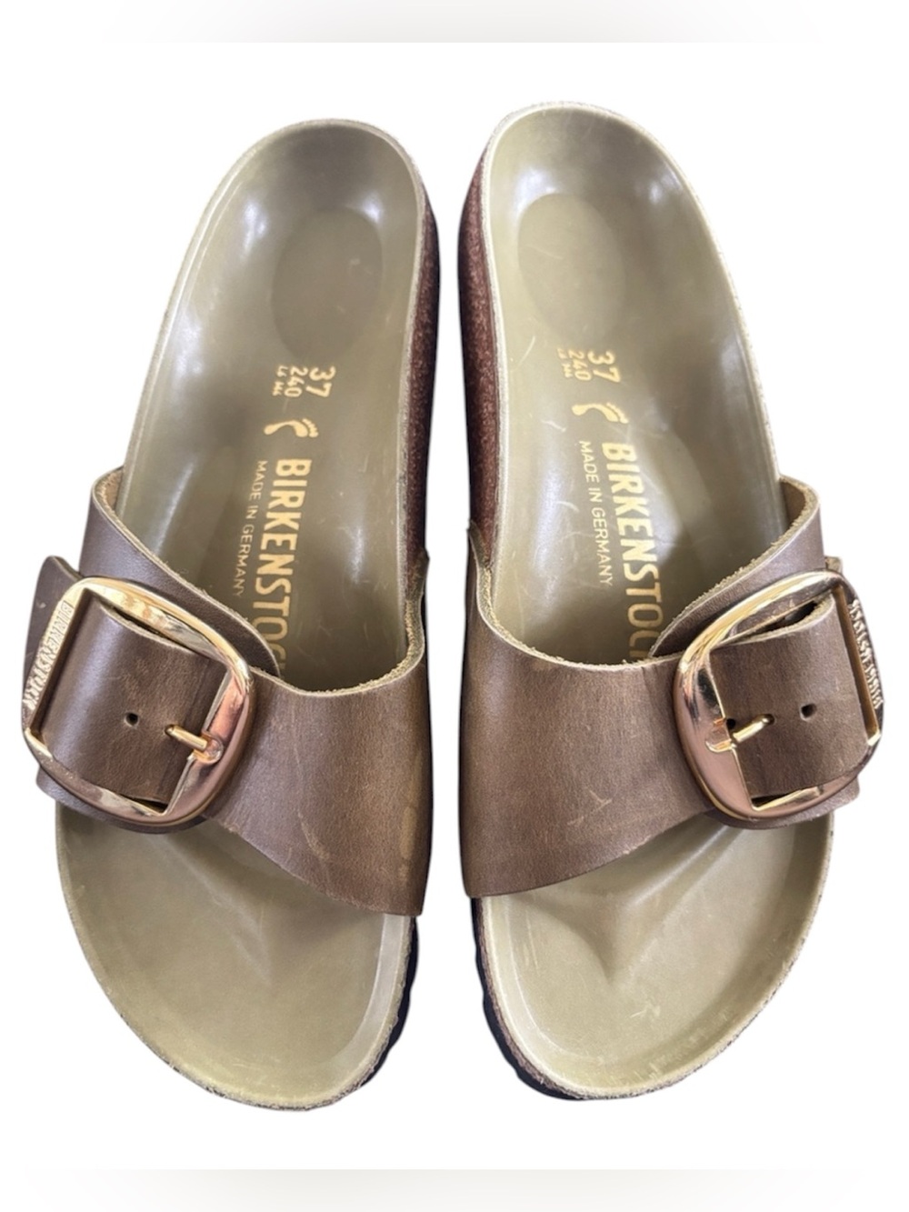 Birkenstock Madrid Big Buckle Mud Green Leather Slide Sandal 37 Narrow US 6 6.5 - Picture 2 of 13